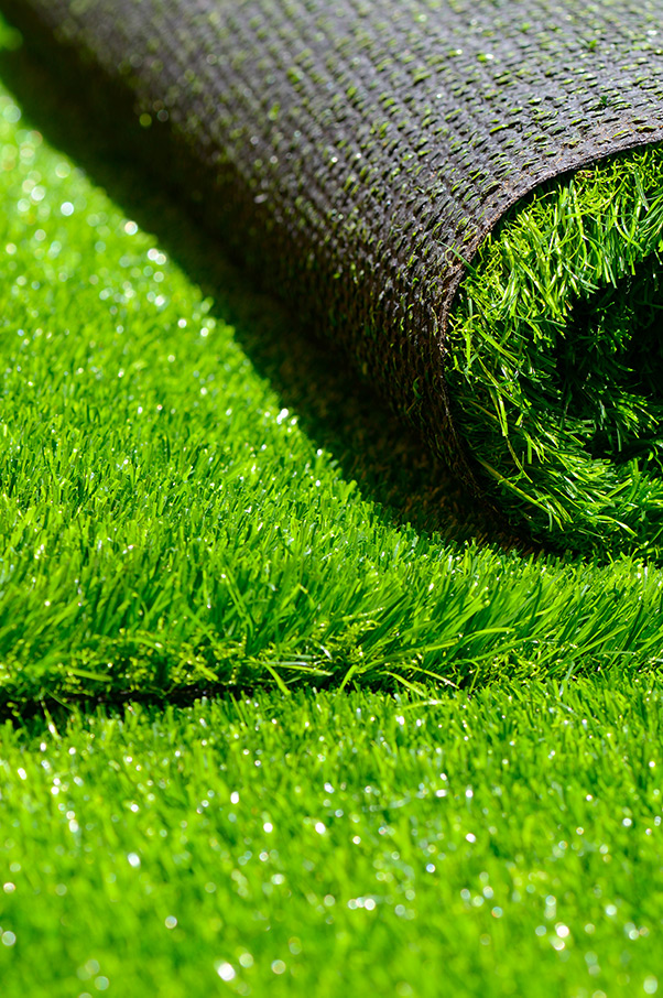 Close up of rolled artificial grass
