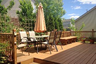 Wooden deck with seating