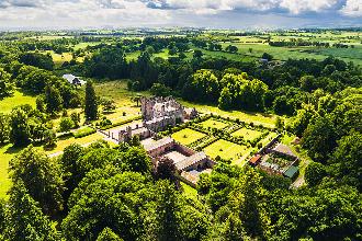 Aerial view of country estate and gardens